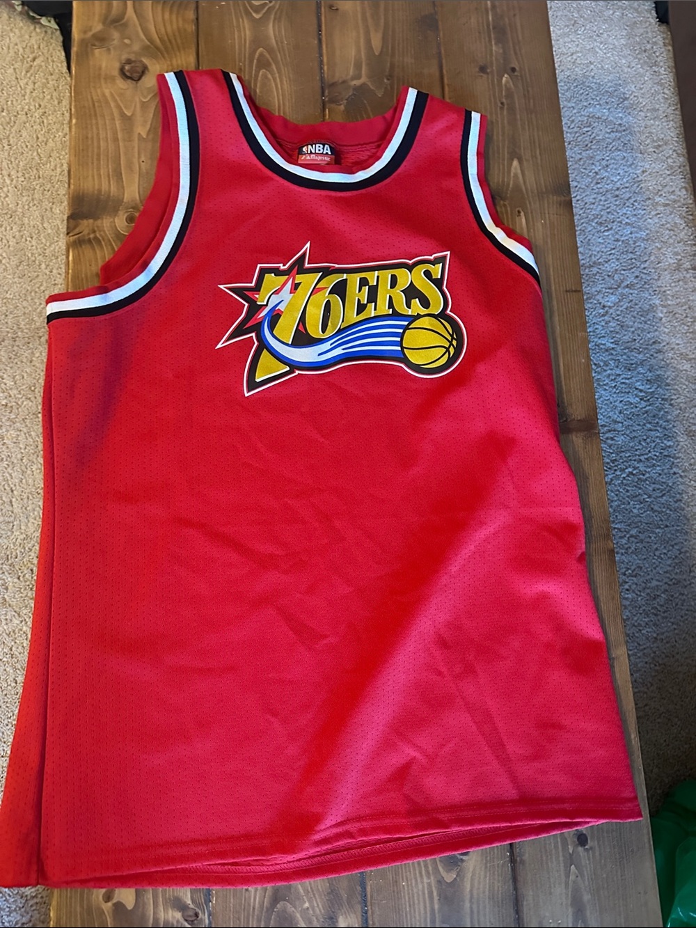 NBA Red 76ers Logo Basketball Jersey with Yellow & Blue Accents